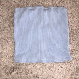 Baby blue strapless crop top